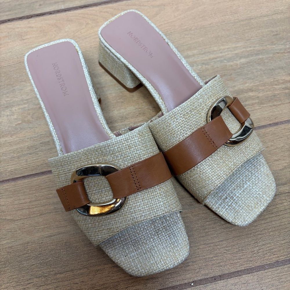 NORDSTROM- Birdie Raffia Womenβs Sandals Mules Size 7.5